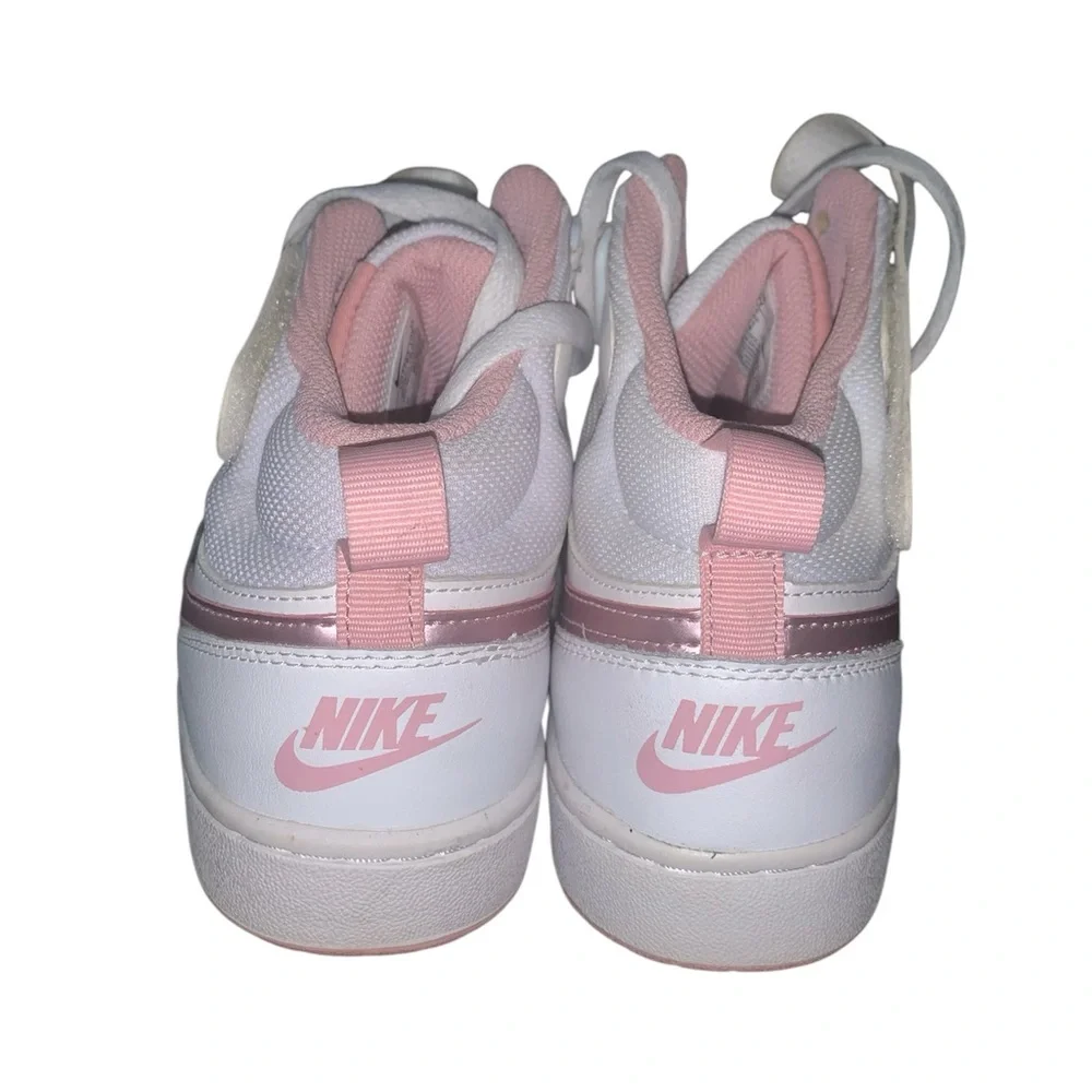 Nike White with Metallic Pink Mid-Top Sneakers - Picture 6 of 8